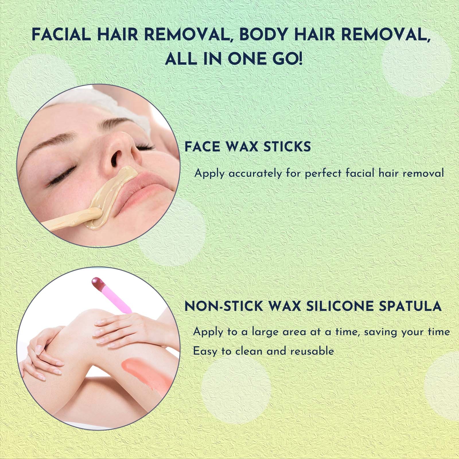 6c7e9639-da43-4279-a19f-499dc8e8f57e.jpg Waxing Kit 19 Items, WUWUVISTA Hair Removal Wax Kit With Wax Melt Warmer Waxing Beads For Face, Brazilian, Full Body, Bikini Suitable For Plugs Of American & European Specifications - Image 6