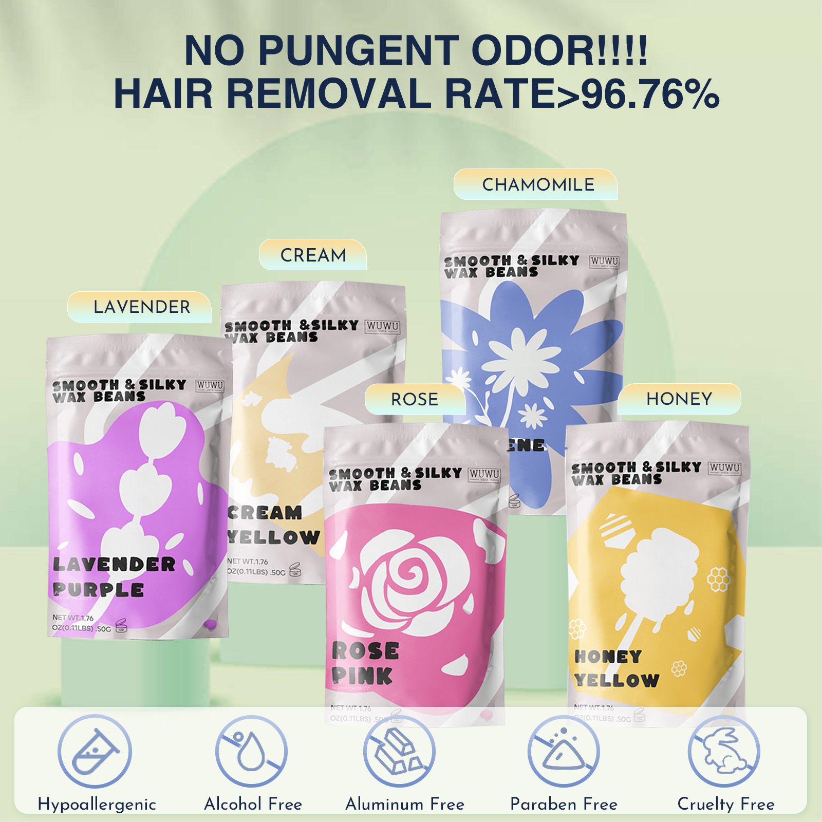 9bbddf38-cbf7-4ebf-bd75-a9f6a2e3c37a.jpg Waxing Kit 19 Items, WUWUVISTA Hair Removal Wax Kit With Wax Melt Warmer Waxing Beads For Face, Brazilian, Full Body, Bikini Suitable For Plugs Of American & European Specifications - Image 4