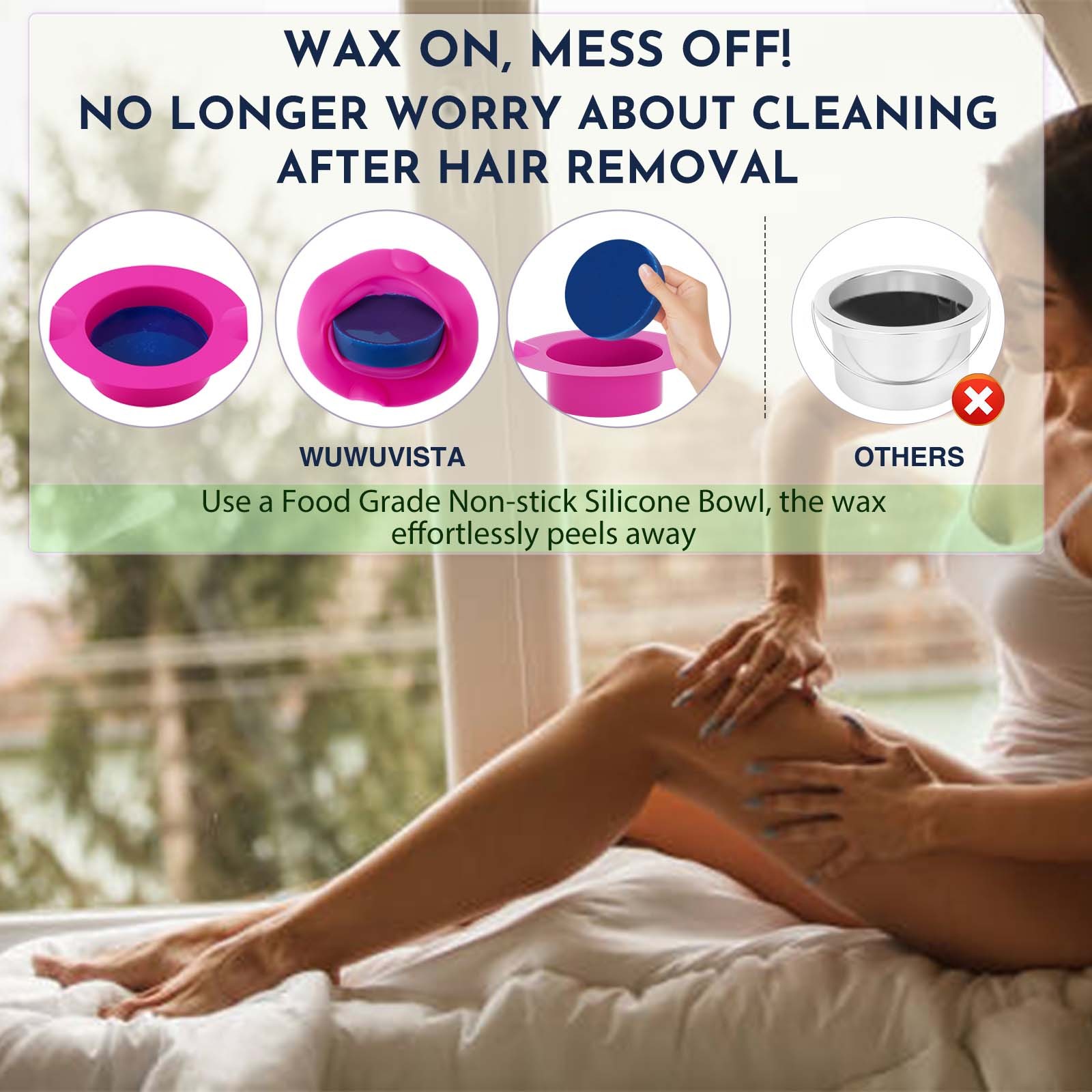 c6cb12bd-bd75-4588-9725-0d5e151cc940.jpg Waxing Kit 19 Items, WUWUVISTA Hair Removal Wax Kit With Wax Melt Warmer Waxing Beads For Face, Brazilian, Full Body, Bikini Suitable For Plugs Of American & European Specifications - Image 8